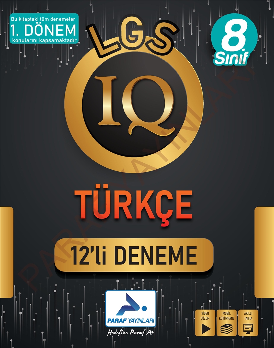 PARAF YAYINLARI - 8. SINIF - LGS IQ Türkçe 12 Deneme (2023)